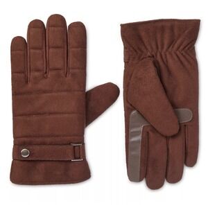 Isotoner Mens smartDri Water Repellent Touchscreen Gloves Dark Brown  L NWT